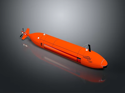 Orange NEMO Submarine with Streamlined Design Gray Background and Reflective Surface 3d model