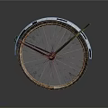 Vintage Bicycle Wheel With White Fender Black Spokes And Worn Hub In Dark Background