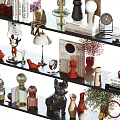 Stylish Decorative Ornament Set With Vases Books Sculptures And Plants For Shelf
