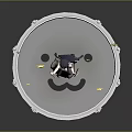 Cute Girl Figure Standing On White Red PARISSA Drum With Stars And Smiley Face Design