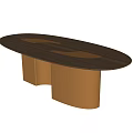 Modern Oval Dining Table With Wooden Top And Metallic Copper Legs Design