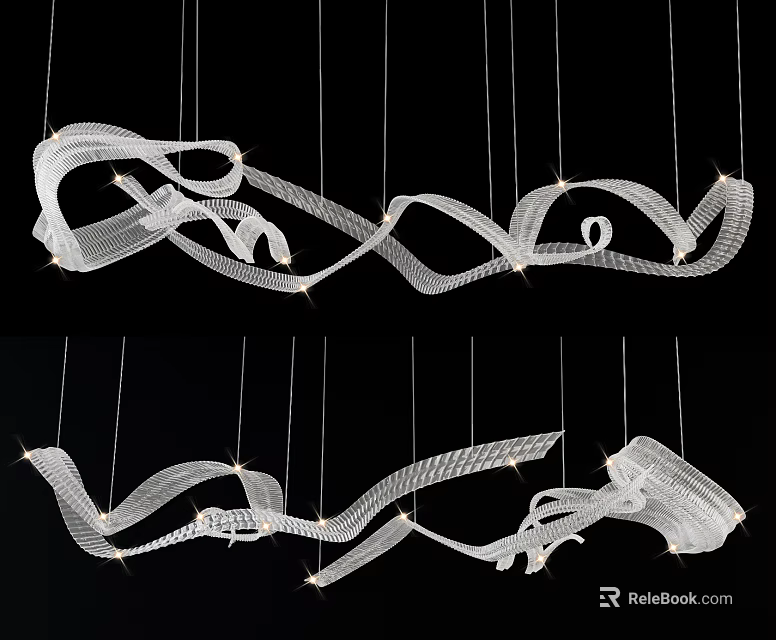 Modern Spiral Curved Crystal Chandelier With Transparent Acrylic And LED Lights For Contemporary Interior Decoration 3d model 