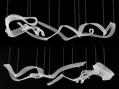 Modern Spiral Curved Crystal Chandelier With Transparent Acrylic And LED Lights For Contemporary Interior Decoration 3d model
