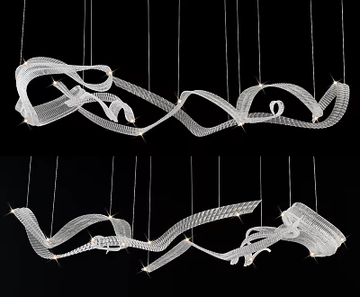 Modern Spiral Curved Crystal Chandelier With Transparent Acrylic And LED Lights For Contemporary Interior Decoration 3d model