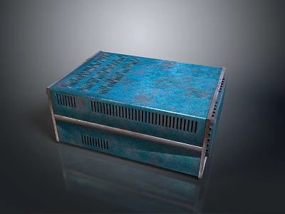 Modern Blue Metal Tactical Weapon With Textured Surface And Cooling Vents 3d model