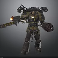 Battle Ready Armored Warrior With Chainsaw Gun Claw Hand And Mechanical Parts