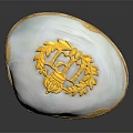 Elegant Mother of Pearl Oval Trinket Box with Gold Leaf Decoration as Ornament Set