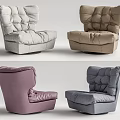 Comfortable Modern Tufted Single Sofa With Swivel Base And Multiple Colors Design 3d model