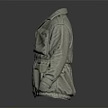 Gray Utility Coat With Multiple Pockets Button Front And Collar Design 3d model