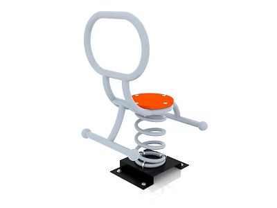 Kids Building Blocks Spring Seat Structure With Orange Seat White Frame Black Base Toy 3d model
