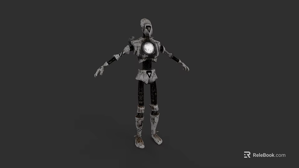 Game Movie Character Robot With Metallic Body And Glowing Circular Core 3d model 