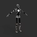 Game Movie Character Robot With Metallic Body And Glowing Circular Core