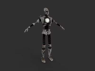 Game Movie Character Robot With Metallic Body And Glowing Circular Core 3d model