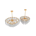 Modern Gold Frame Chandelier With Transparent Irregular Glass Pieces And Warm Lighting