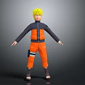 Anime Character With Spiky Yellow Hair Orange Black Outfit And Forehead Protector