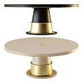 Elegant Modern Round Dining Table With Black Tabletop And Gold Metal Base 3d model