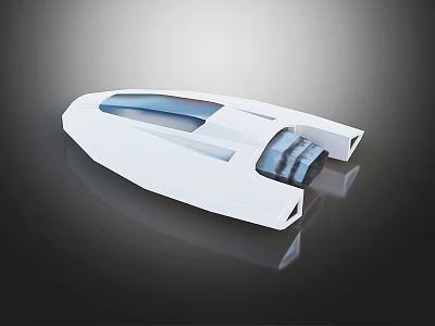 Futuristic White Streamlined Spacecraft Design With Blue Transparent Sections For Space Exploration 3d model