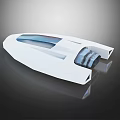 Futuristic White Streamlined Spacecraft Design With Blue Transparent Sections For Space Exploration
