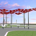 Internet red art installation in pavilion 3d model