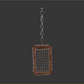 Modern Square Chandelier With Red And Silver Metal Frame Chain Hanging Design