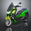 Green And Black Modern Scooter Motorcycle With Sleek Body Black Seat And Alloy Wheels