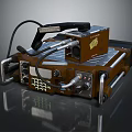 Vintage Industrial Mechanical Device Featuring Metal Frame Control Panel And Cables 3d model