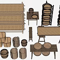 Garden Decor Accessories With Wicker Shelves Baskets Trays And Stools