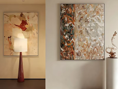 Modern Abstract Painting With Warm Tones And Dynamic Textures For Living Room Decor 3d model