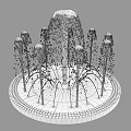 Ornamental Garden Fountain With Circular Design Multiple Water Jets And Decorative Stone Base