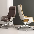 Modern Brown And Beige Office Chairs With Ergonomic Armrests And Swivel Base