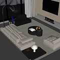 Modern Sofa Coffee Table Casual Sofa Coffee Table Fabric Sofa Fishing Light 3d model