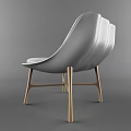 Modern Leisure Chair With Light Gray Padded Seat And Diamond Stitched Backrest Wooden Legs