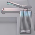 Modern Silver Faucet With Vertical Stripes Design On White Tile Background 3d model