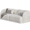 Modern Two Seater Sofa With Neutral Tones Throw Pillows And Decorative Blanket 3d model