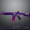 Purple And Pink Graffiti Decorated Rifle With Skull Pattern And GANGSTA Text