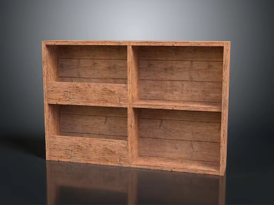 Practical Wooden Console Cabinet Sideboard with Four Open Compartments for Entryway 3d model