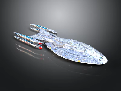 Futuristic Interstellar Spaceship Design With Metallic Surface And Multiple Thrusters 3d model