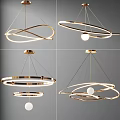 Modern Stylish Gold Frame Chandelier with Circular Design and LED Lighting Features