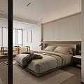 Modern Apartment Bedroom Interior With Minimalist Design And Large Windows