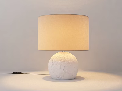 Modern Table Lamp With White Cracked Spherical Base And Beige Fabric Lampshade 3d model