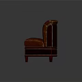 Classic Red Leather Single Seater Sofa With Diamond Tufted Design And Wooden Legs