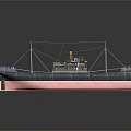 3D Model Of Vintage Steamship With Pink Hull And Decks