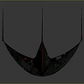 Symmetric 3D Geometric Structure With Black Surface Red Lines And Blue Accents