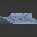 Snow Covered Terrain Scene With Icebergs And Small Snowy Ground Object