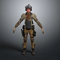 Game Film Character 3D Model With Tactical Helmet Long Sleeve Armor Gloves And Utility Pants