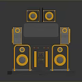 Modern Dance Machine Computer System With Speakers Console And Yellow Rails Platform 3d model