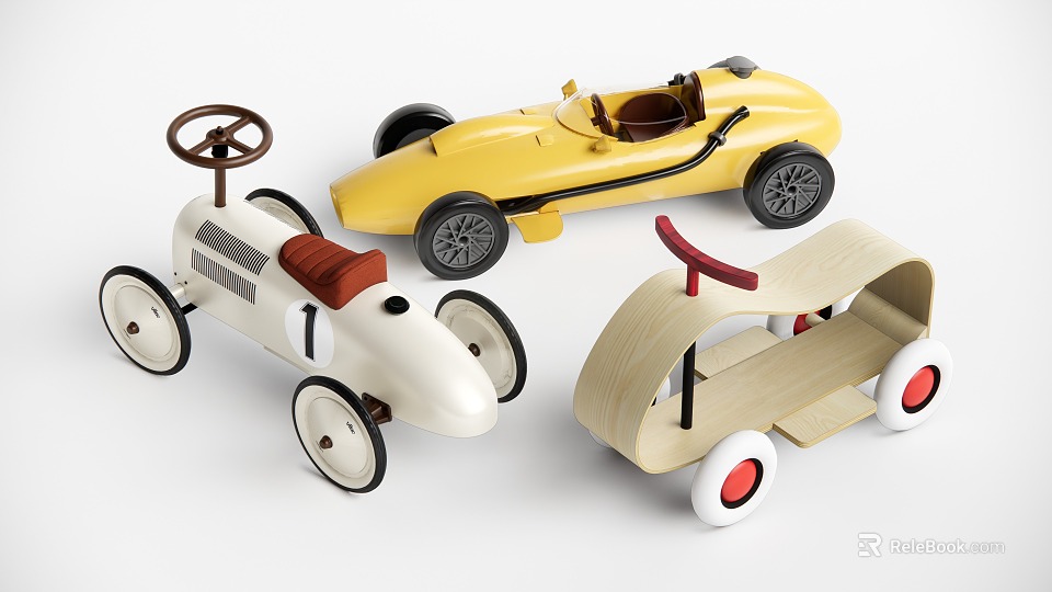 Vintage Classic Racing Electric Toy Cars With Colorful Styles And Wooden Elements For Kids Play 3d model 