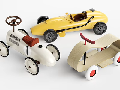 Vintage Classic Racing Electric Toy Cars With Colorful Styles And Wooden Elements For Kids Play 3d model