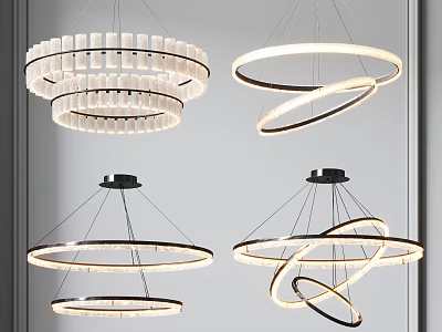 Modern Hanging Chandeliers With Circular And Multi Layer LED Lighting Design For Interior Decor 3d model
