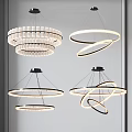 Modern Hanging Chandeliers With Circular And Multi Layer LED Lighting Design For Interior Decor 3d model